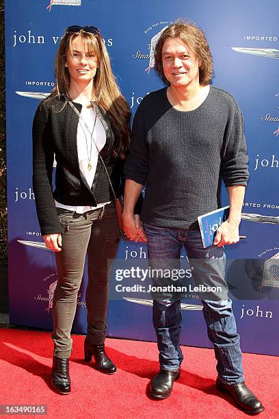 Janie Liszewski and Edward Van Halen attend the John Varvatos 10th Annual Stuart House Benefit at John Varvatos Los Angeles on March 10, 2013 in Los...