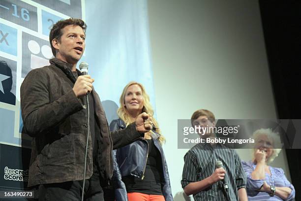 Actor Harry Connick Jr., Eloise Dejoria, Chandler Canterbury and Fionnula Flanagan speak onstage at the "When Angels Sing" Q&A during the 2013 SXSW...