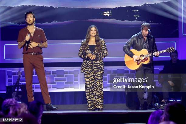 Charles Kelley, Hillary Scott and Dave Haywood of Lady A perform onstage during the 16th Annual Academy of Country Music Honors at Ryman Auditorium...