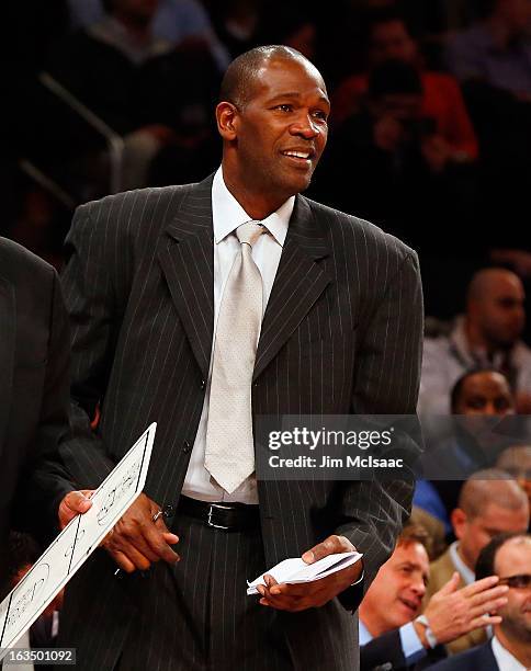 New York Knicks assistant coach Herb Williams looks on during a game against the Detroit Pistons at Madison Square Garden on February 4, 2013 in New...