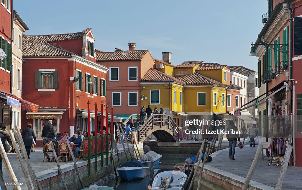 Colourfully painted houses on Burano