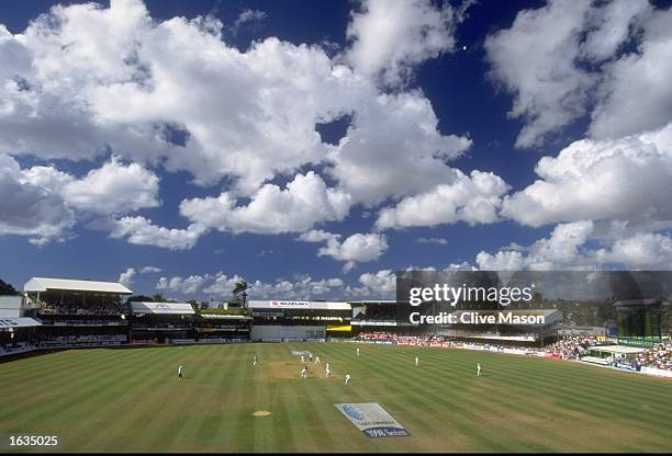 General view of the pitch during the Fifth Test match between the West Indies and England at the Kensington Oval in Bridgetown, Barbados. The match...