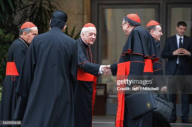 Cardinals arrive for the final congregation before they enter the conclave to vote for a new pope on March 11, 2013 in Vatican City, Vatican....