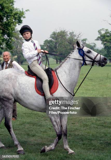 Zara Phillips, daughter of HRH Princess Anne and Captain Mark Phillips , on horseback during the Royal Windsor Horse Show, circa May 1991.