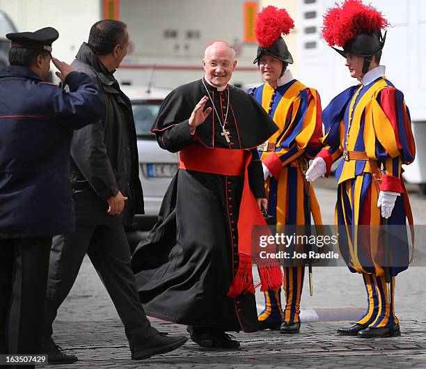 Canadian Cardinal Marc Ouellet leaves after attending the final congregation before electing a new Pope, on March 11, 2013 in Vatican City, Vatican....