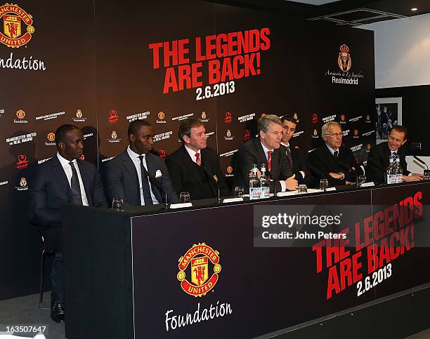 Chief Executive David Gill of Manchester United speaks at a press conference to announce a charity match between Manchester United Legends and Real...