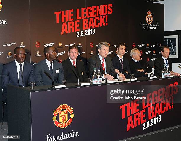 Chief Executive David Gill of Manchester United speaks at a press conference to announce a charity match between Manchester United Legends and Real...