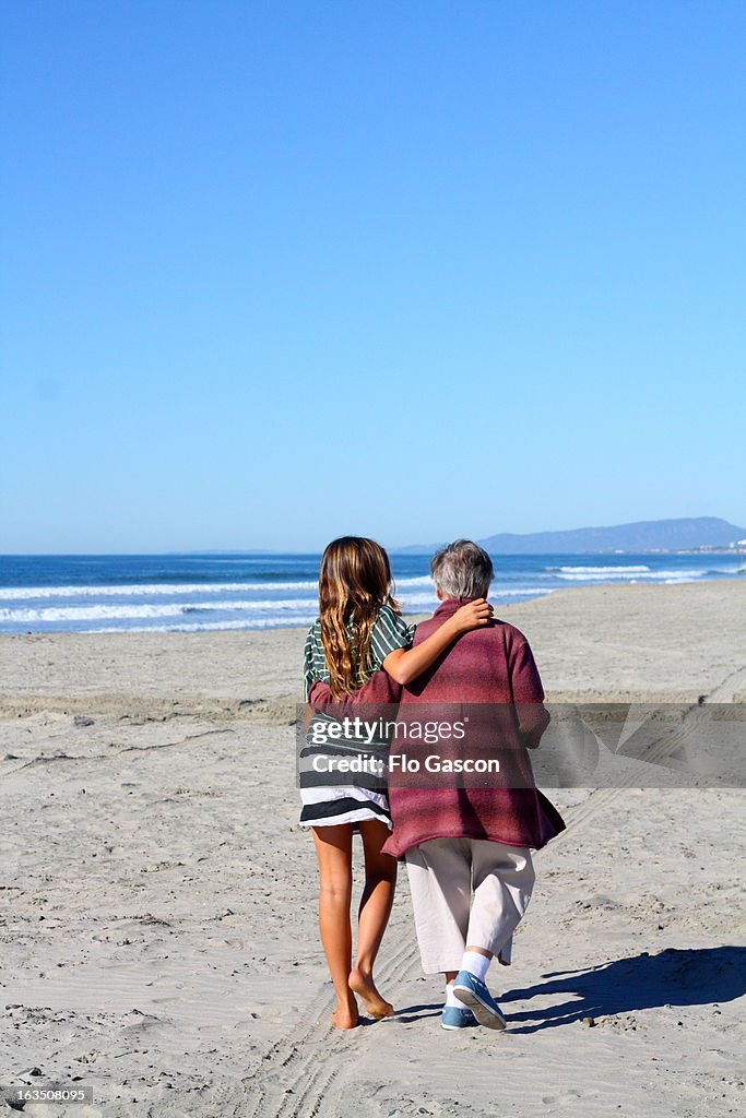 Grandmother and Granddaughter Walking Together