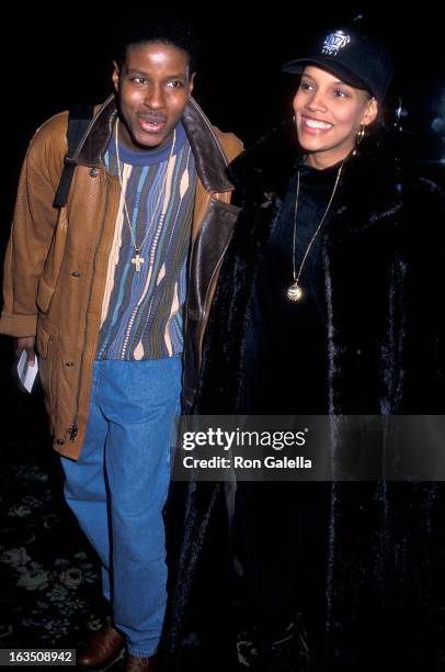 Singer Christopher Martin of Kid 'n' Play and wife actress Shari Headley attend the "You So Crazy" New York City Premiere on January 31, 1994 at the...