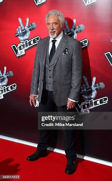 Tom Jones attends a photocall to launch the second series of The Voice at Soho Hotel on March 11, 2013 in London, England.