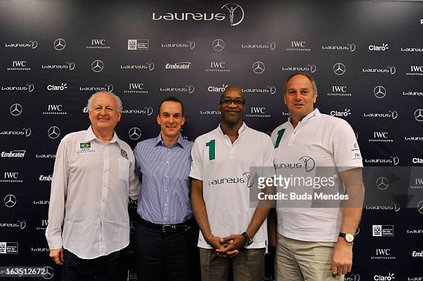 Marco Aurelio Klein with Travis Tygart, USADA Chief Brazil Anti-Doping with Laureus Academy Chairman Edwin Moses and Laureus Academy Member Sir Steve...