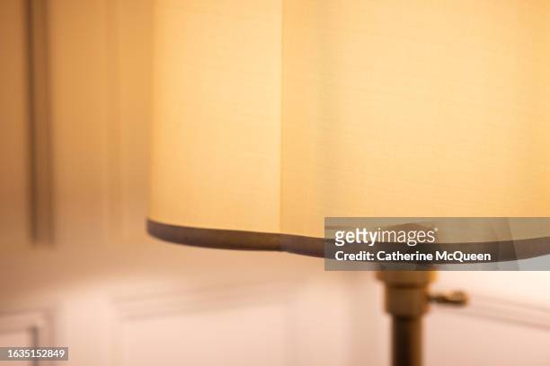 scalloped edge light shade of illuminated table lamp - lamp shade stockfoto's en -beelden