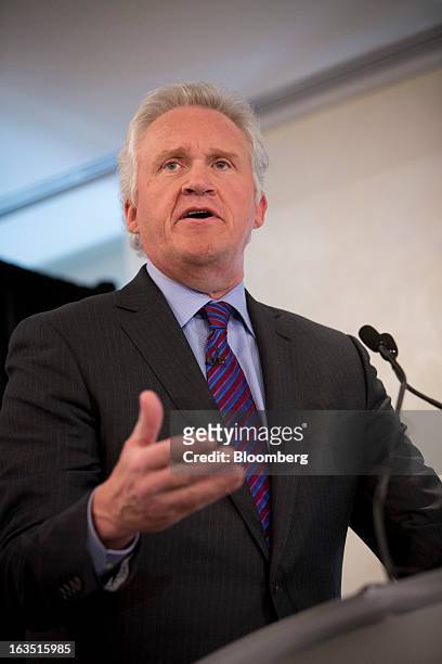 Jeffrey "Jeff" Immelt, chairman and chief executive officer of General Electric Co. , speaks during a news conference in New York, U.S., on Monday,...