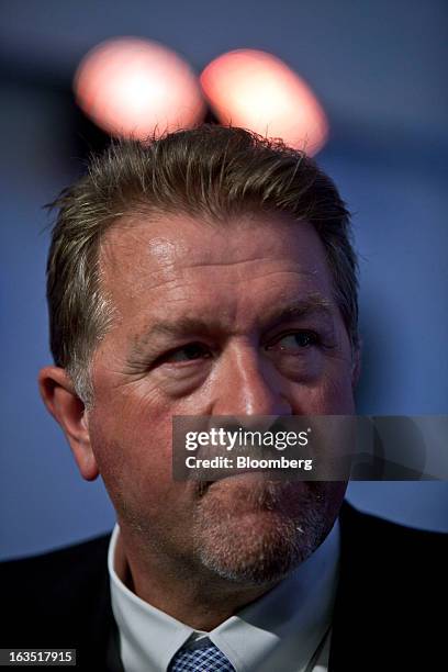 Chris Finlayson, chief executive officer of BG Group Plc, listens during the groundbreaking for BG's World Technology Center in the Technological...