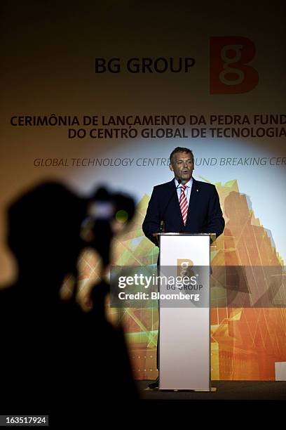 Olivier Wambersie, chief technology officer of BG Group Plc, speaks at the groundbreaking for BG's World Technology Center in the Technological Park...