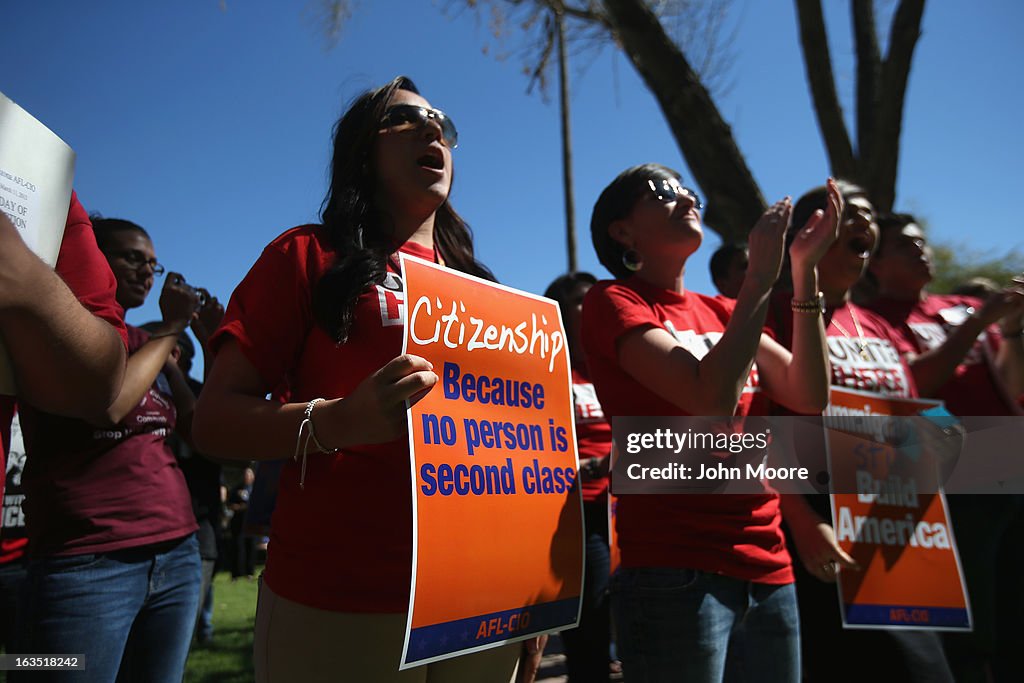 Labor Groups Rally At AZ State Capitol For Immigration Reform