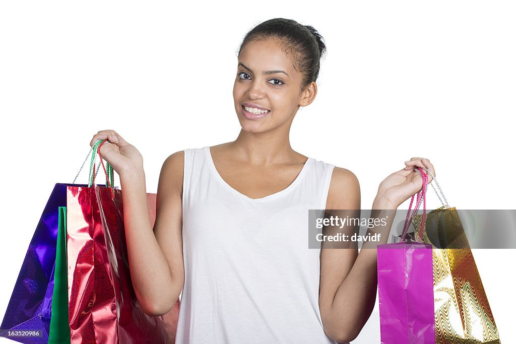 African American With Shopping