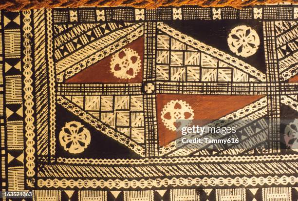fijian tapa cloth - fijian pattern stock pictures, royalty-free photos & images