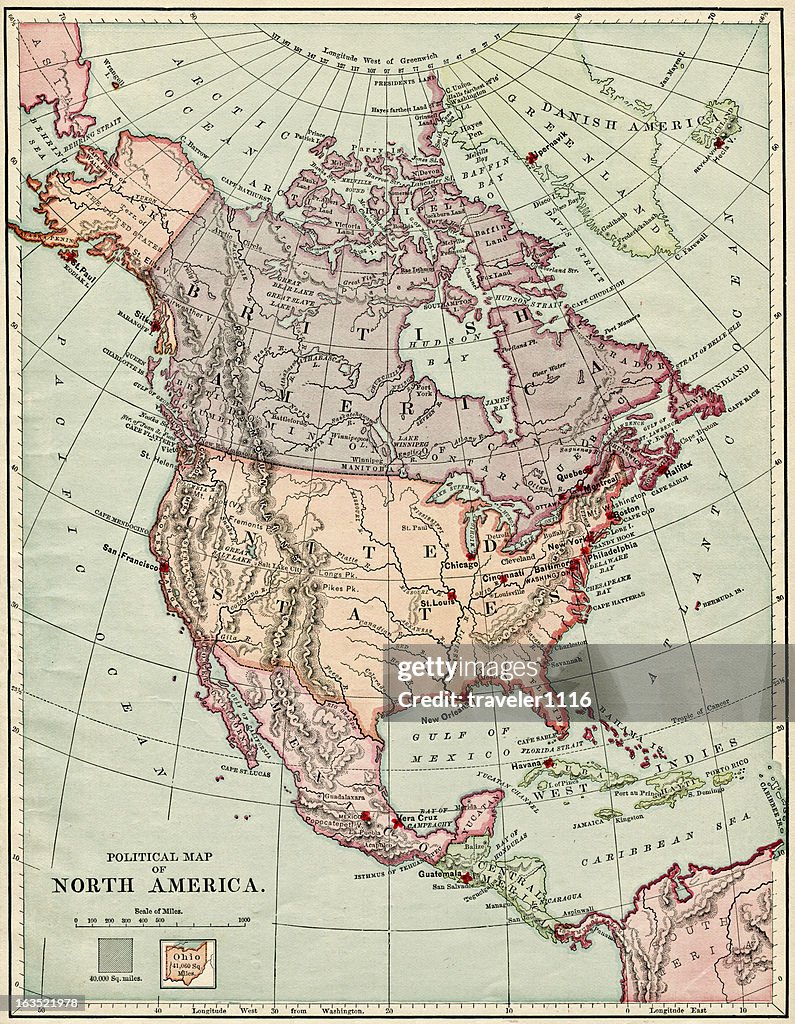 North America Map 1884 XXXL