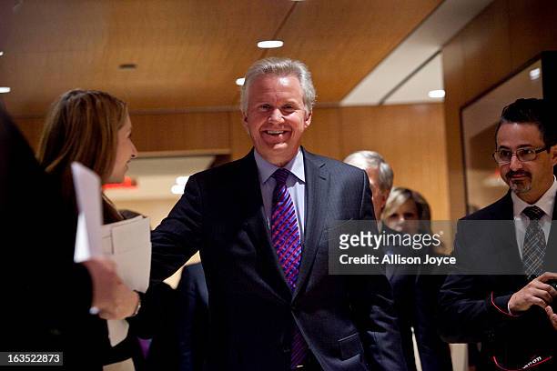 Jeff Immelt, chairman and CEO of General Electric, arrives for a news conference March 11, 2013 New York City. Immelt and NFL Commissioner Roger...