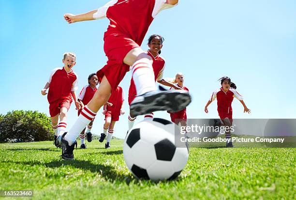 footwork - kids' soccer stock pictures, royalty-free photos & images