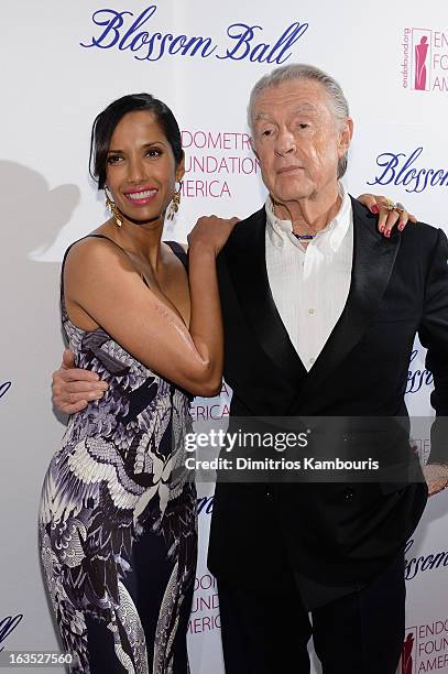 Personality Padma Lakshmi and director Joel Schumacher attend The Endometriosis Foundation of America's Celebration of The 5th Annual Blossom Ball at...