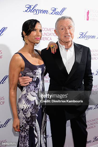 Personality Padma Lakshmi and director Joel Schumacher attend The Endometriosis Foundation of America's Celebration of The 5th Annual Blossom Ball at...