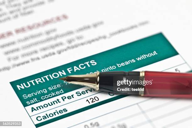 nutrition facts - transvet stockfoto's en -beelden