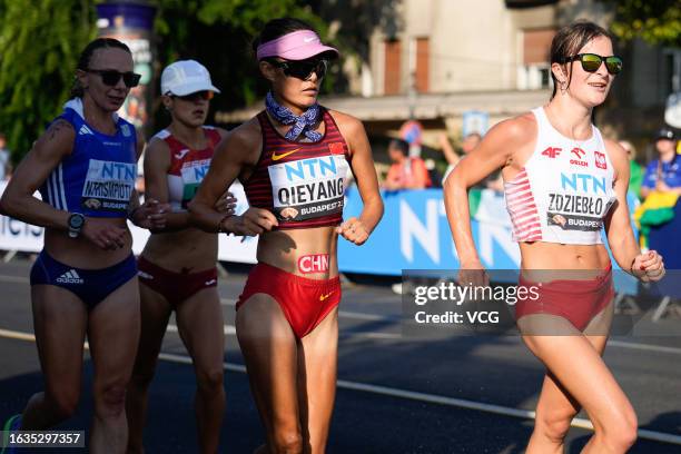 Qieyang Shijie of Team China competes in the Women's 35km Race Walk during day six of the World Athletics Championships Budapest 2023 on August 24,...