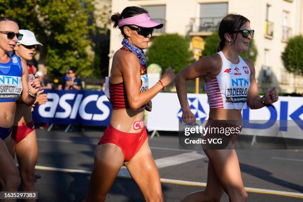 Qieyang Shijie of Team China competes in the Women's 35km Race Walk during day six of the World Athletics Championships Budapest 2023 on August 24,...
