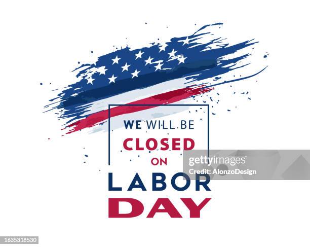 labor day background. we will be closed on labor day. - caution flag stock illustrations