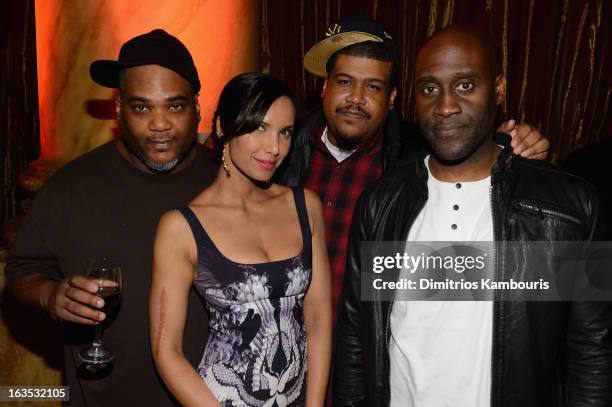 Vincent Mason, David Jude Jolicoeur and Kelvin Mercer of De La Soul pose with Padma Lakshmi at the Endometriosis Foundation of America's Celebration...