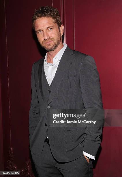 Gerard Butler attends the after party for The Cinema Society with Roger Dubuis and Grey Goose screening of FilmDistrict's "Olympus Has Fallen" at The...