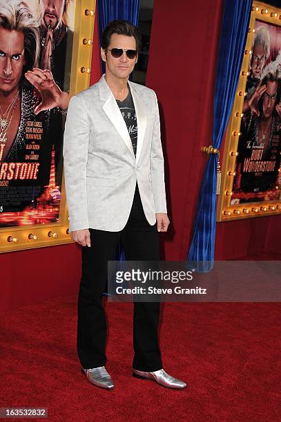 Actor Jim Carrey attends "The Incredible Burt Wonderstone" Los Angeles Premiere at TCL Chinese Theatre on March 11, 2013 in Hollywood, California.