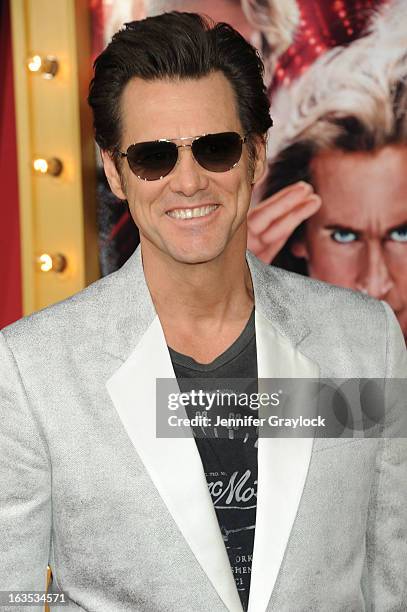 Actor Jim Carrey attends "The Incredible Burt Wonderstone" Los Angeles premiere held at TCL Chinese Theatre on March 11, 2013 in Hollywood,...