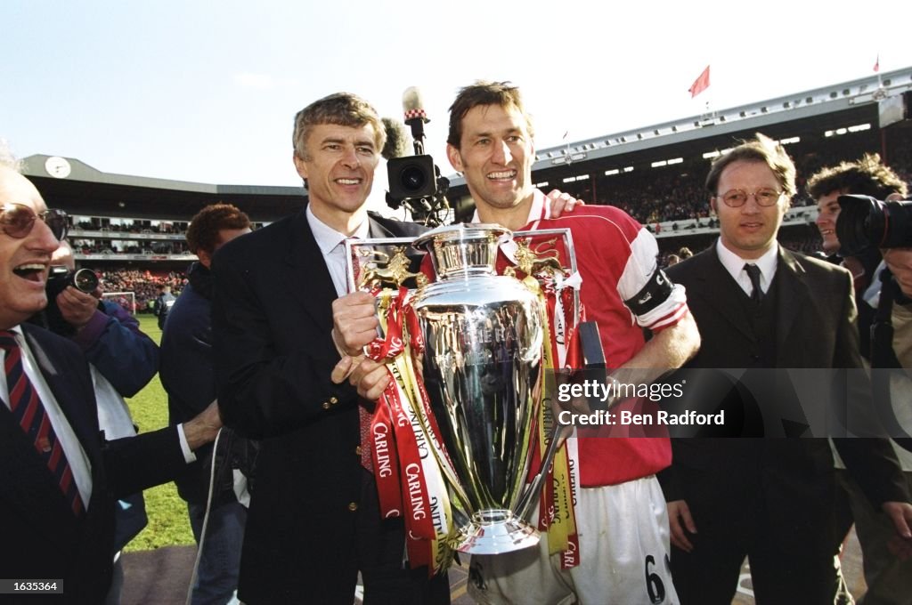 Arsenal manager Arsene Wenger and club captain Tony Adams