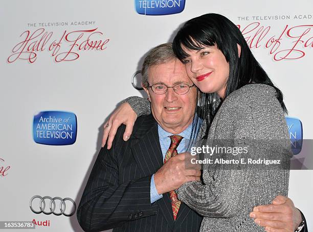 Actress Paulie Perrette and actor David McCallum attend the Academy of Television Arts & Sciences' 22nd Annual Hall of Fame Induction Gala at The...