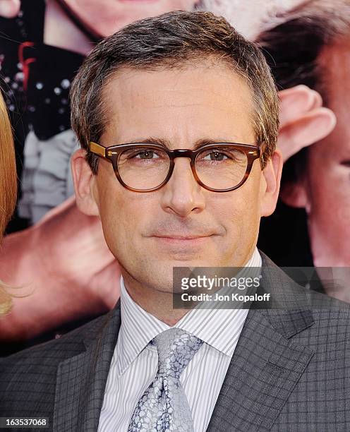 Actor Steve Carell arrives at the Los Angeles Premiere "The Incredible Burt Wonderstone" at TCL Chinese Theatre on March 11, 2013 in Hollywood,...