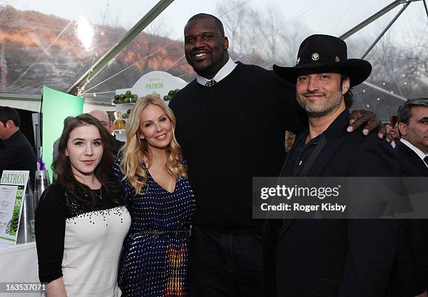 Marci Madison, Eloise DeJoria, Shaquille O'Neal and Robert Rodriguez attend Forbes' "30 Under 30" SXSW Private Party on March 11, 2013 in Austin,...