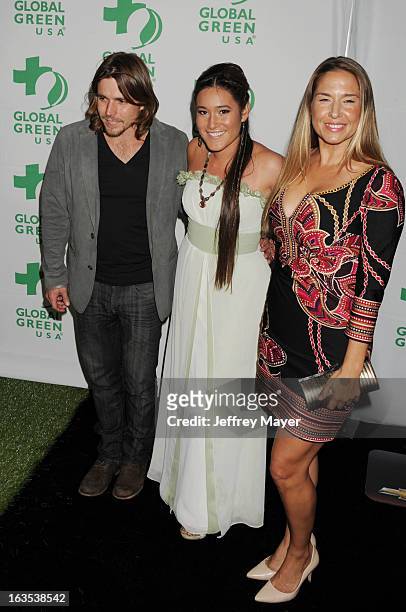 Lukas Nelson and Q'orianka Kilcher arrive at Global Green USA's 10th Annual Pre-Oscar party at Avalon on February 20, 2013 in Hollywood, California.