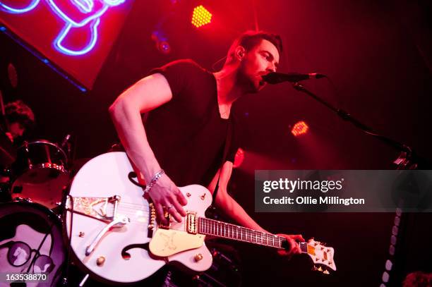 Liam Fray of The Courteeners performs during a date of the band's February and March 2013 UK tour on stage at the O2 Academy on March 11, 2013 in...