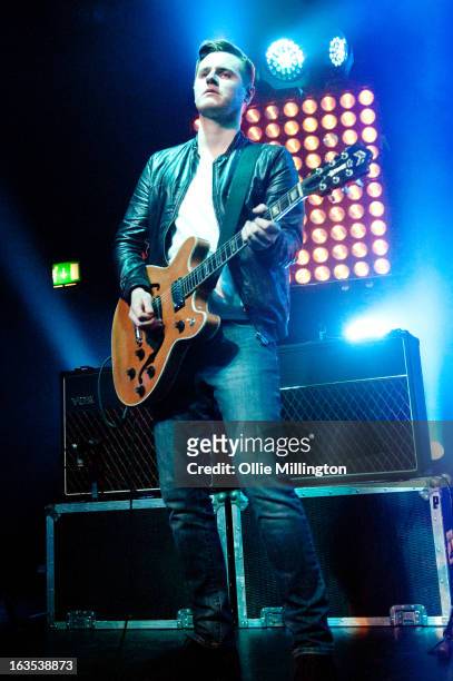 Daniel "Conan" Craig Moores of The Courteeners performs during a date of the band's February and March 2013 UK tour on stage at the O2 Academy on...