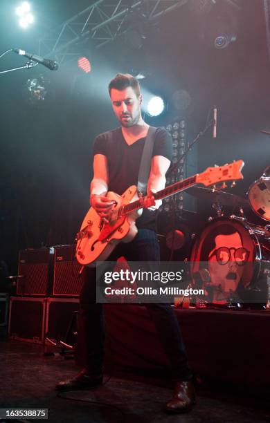 Liam Fray of The Courteeners performs during a date of the band's February and March 2013 UK tour on stage at the O2 Academy on March 11, 2013 in...