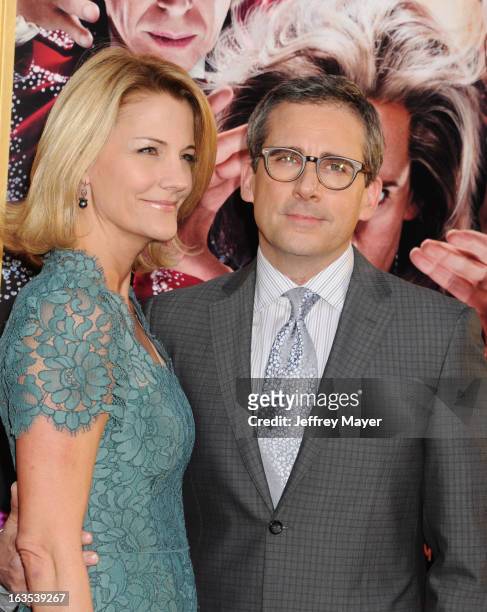 Actor Steve Carell and wife Nancy Carell arrive at the 'The Incredible Burt Wonderstone' - Los Angeles Premiere at TCL Chinese Theatre on March 11,...