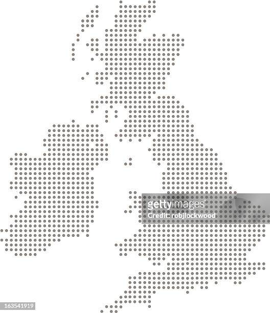 großbritannien und irland dot karte (vektor - vereinigtes königreich stock-grafiken, -clipart, -cartoons und -symbole
