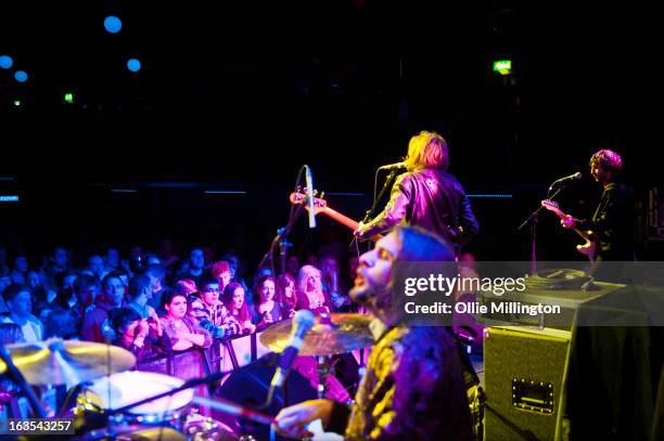 Ollie Walter, William Walter and Timothy Walter of The Family Rain perform supporting The Courteeners during a date of the band's Spring 2013 UK tour...