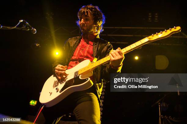 Ollie Walter of The Family Rain performs supporting The Courteeners during a date of the band's Spring 2013 UK tour at the O2 Academy on March 11,...