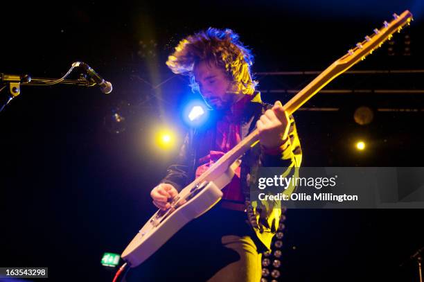 William Walter of The Family Rain perform supporting The Courteeners during a date of the band's Spring 2013 UK tour at the O2 Academy on March 11,...