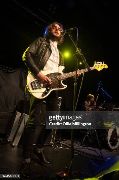 William Walter of The Family Rain perform supporting The Courteeners during a date of the band's Spring 2013 UK tour at the O2 Academy on March 11,...