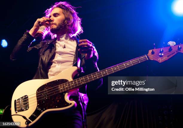 William Walter of The Family Rain perform supporting The Courteeners during a date of the band's Spring 2013 UK tour at the O2 Academy on March 11,...